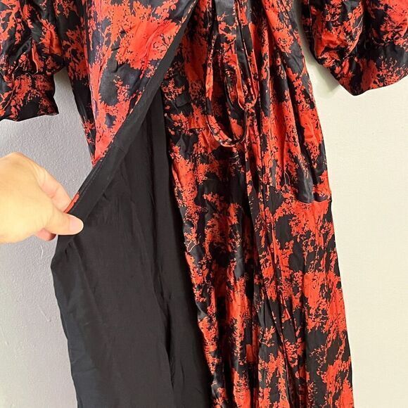 Caballero Maxi Wrap Dress Silk Blend Red/Black Plus Size 1X Holidays‎ Party - Picture 9 of 10